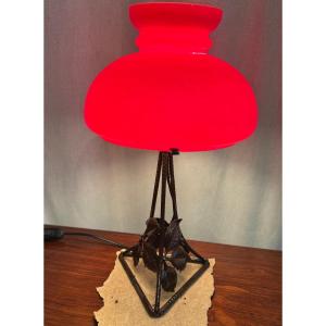 Lampe Parachute rouge d’époque Art Deco