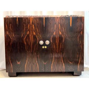 Buffet en ébène de Macassar d’époque Art Déco