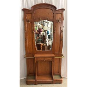 Patère en érable moucheté d’époque Art Nouveau