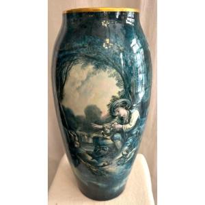 Vase bleu céladon Limoges