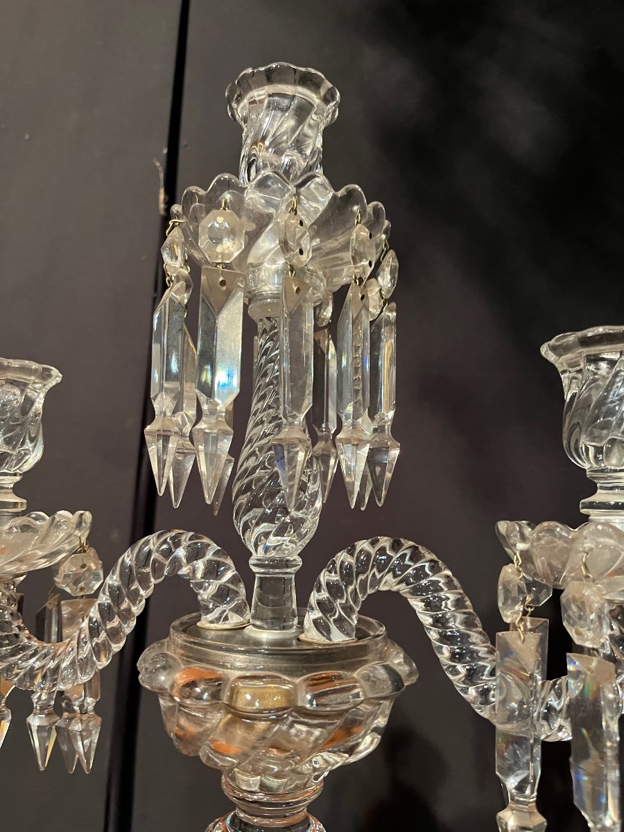 Paire D’importants Candélabres En Cristal De Baccarat -photo-3