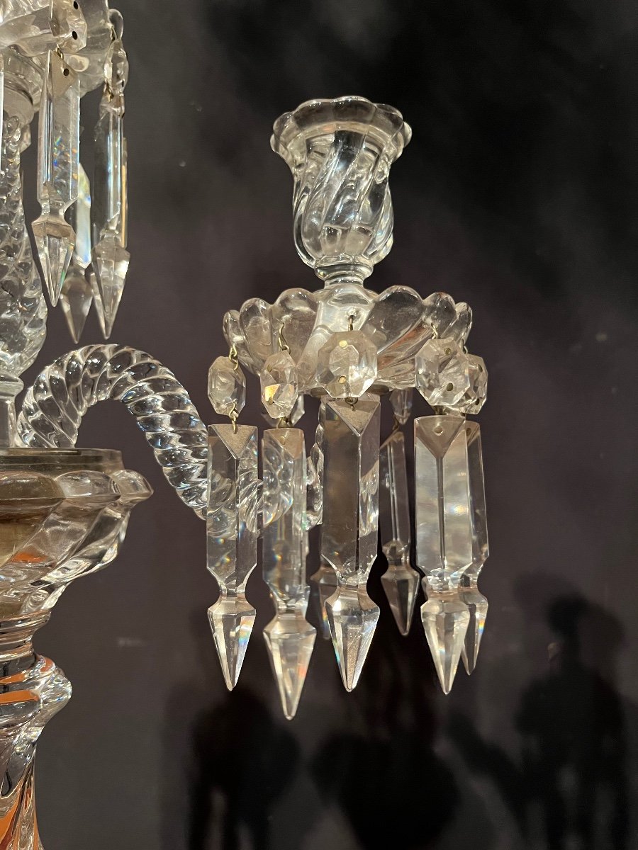 Paire D’importants Candélabres En Cristal De Baccarat -photo-1