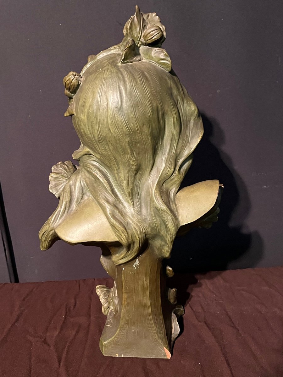 Bust Of Elegant Terracotta From The Art Nouveau Period-photo-2