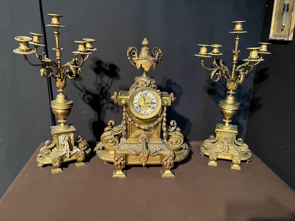 Importante Garniture De Cheminée De Style Louis XVI 