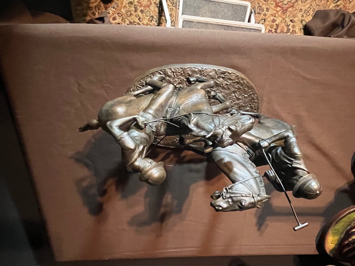 Bruno Zach. Sculpture En Bronze Joueurs De Polo -photo-6