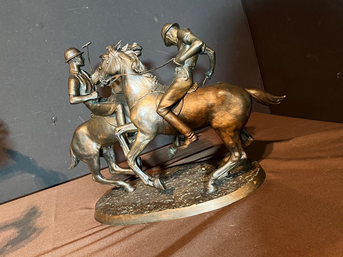 Bruno Zach. Sculpture En Bronze Joueurs De Polo -photo-8