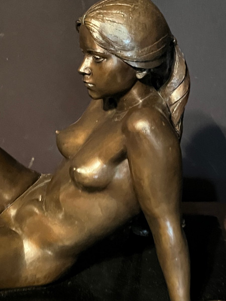 Sculpture En Bronze Représentant Une Jeune Femme Dénudée Par Josep Salvador Jassans-photo-4