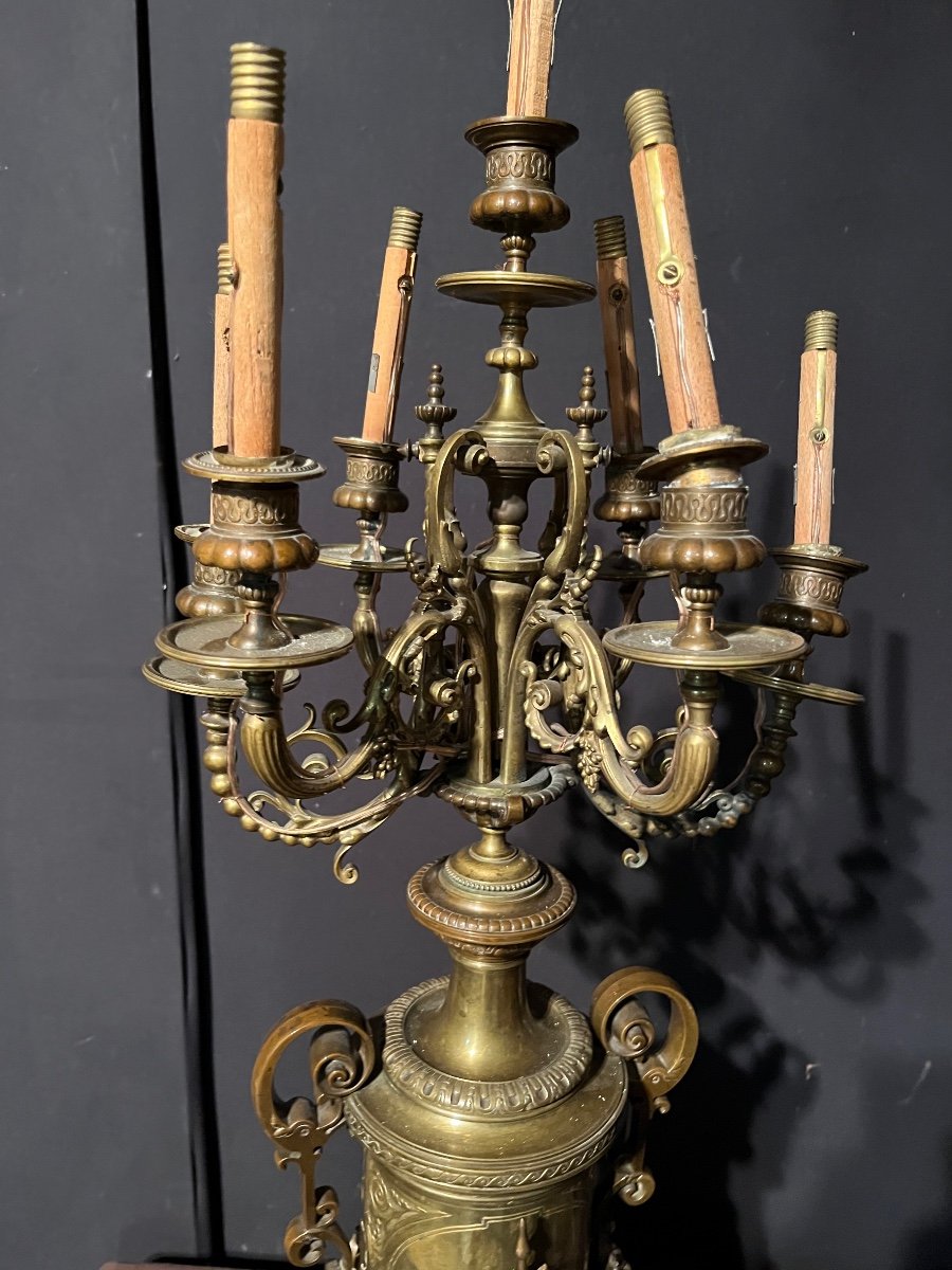 Pair Of Important Bronze Candelabra Renaissance Style-photo-2