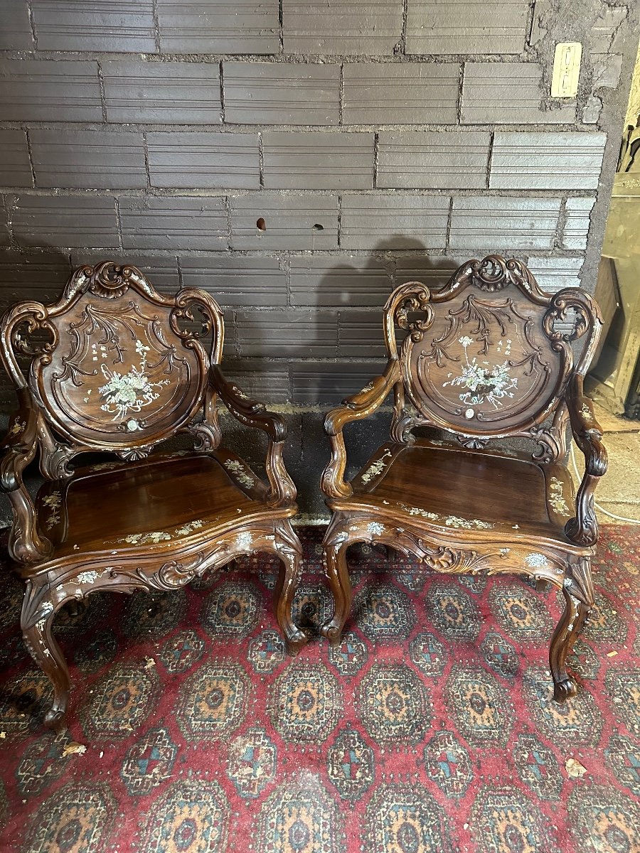 Pair Of Indochina Armchairs Late Nineteenth