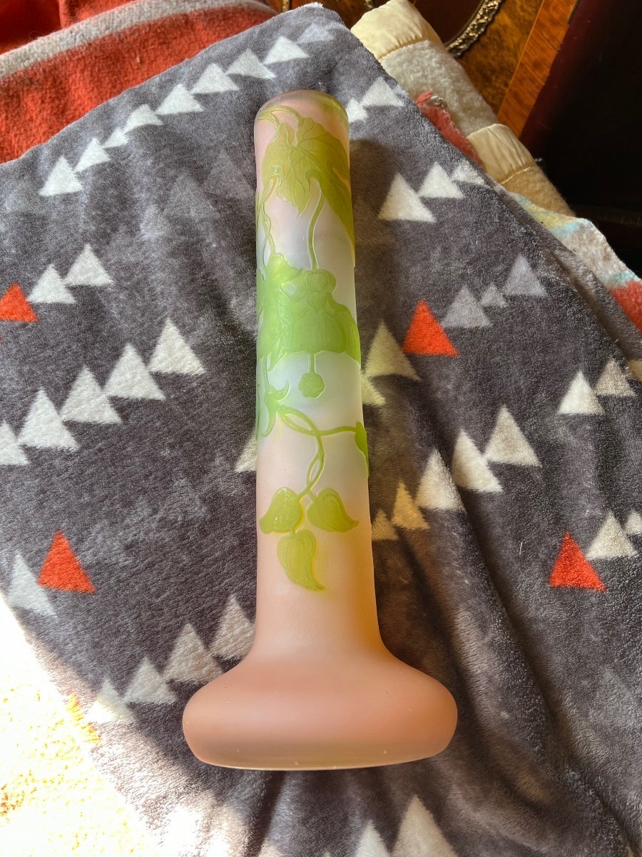 Gallé Vase With Floral Decor On A Pink Background-photo-7