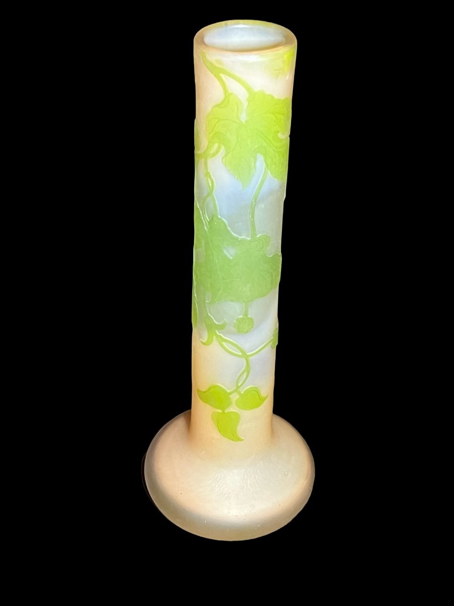 Gallé Vase With Floral Decor On A Pink Background