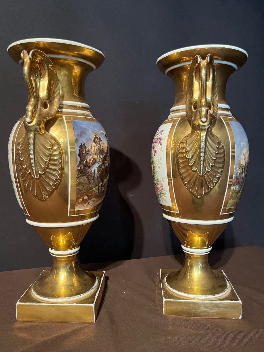 Importante Paire De Vase Empire En Porcelaine De Paris -photo-4