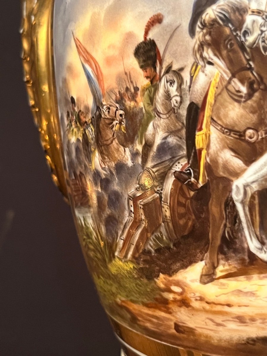 Important Pair Of Empire Vase In Paris Porcelain-photo-5