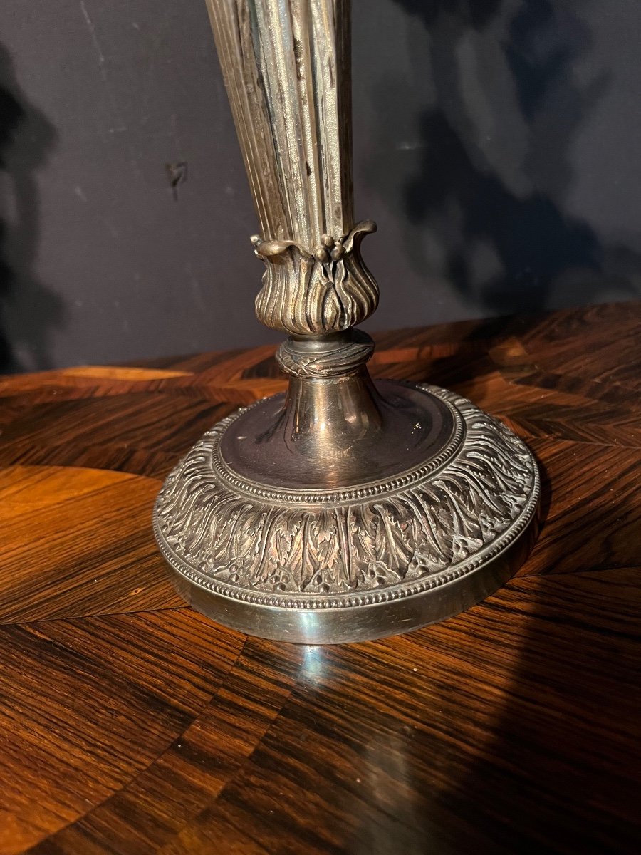Paire De Candélabres En Bronze Argenté De Style Louis XVI -photo-4