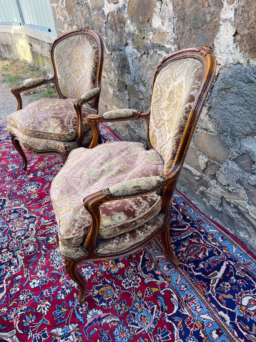 Pair Of Louis XV Style Cabriolet Armchairs-photo-2