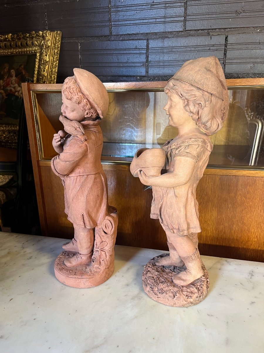 Pair Of Terracotta Children-photo-4