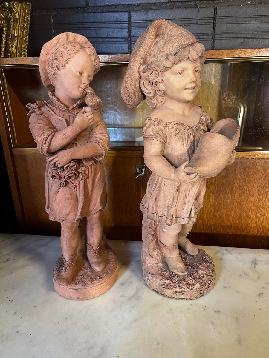 Pair Of Terracotta Children-photo-5