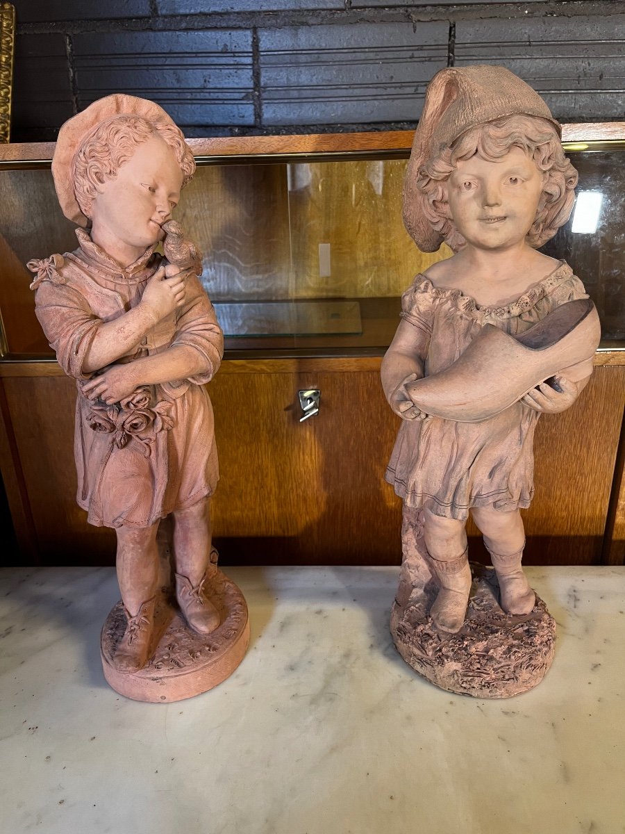 Pair Of Terracotta Children