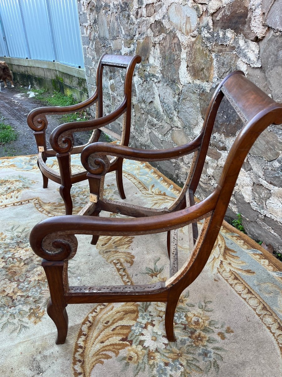 Pair Of Empire Period Shepherdess Chassis In Walnut-photo-1