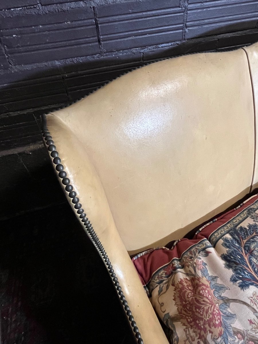 Chippendale Bench In Thick Leather-photo-4