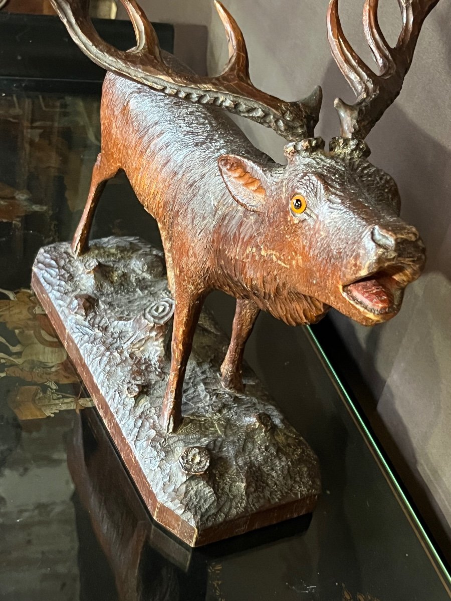 Carved Wooden Deer From The Black Forest -photo-2