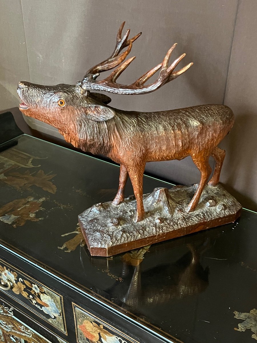 Carved Wooden Deer From The Black Forest -photo-3