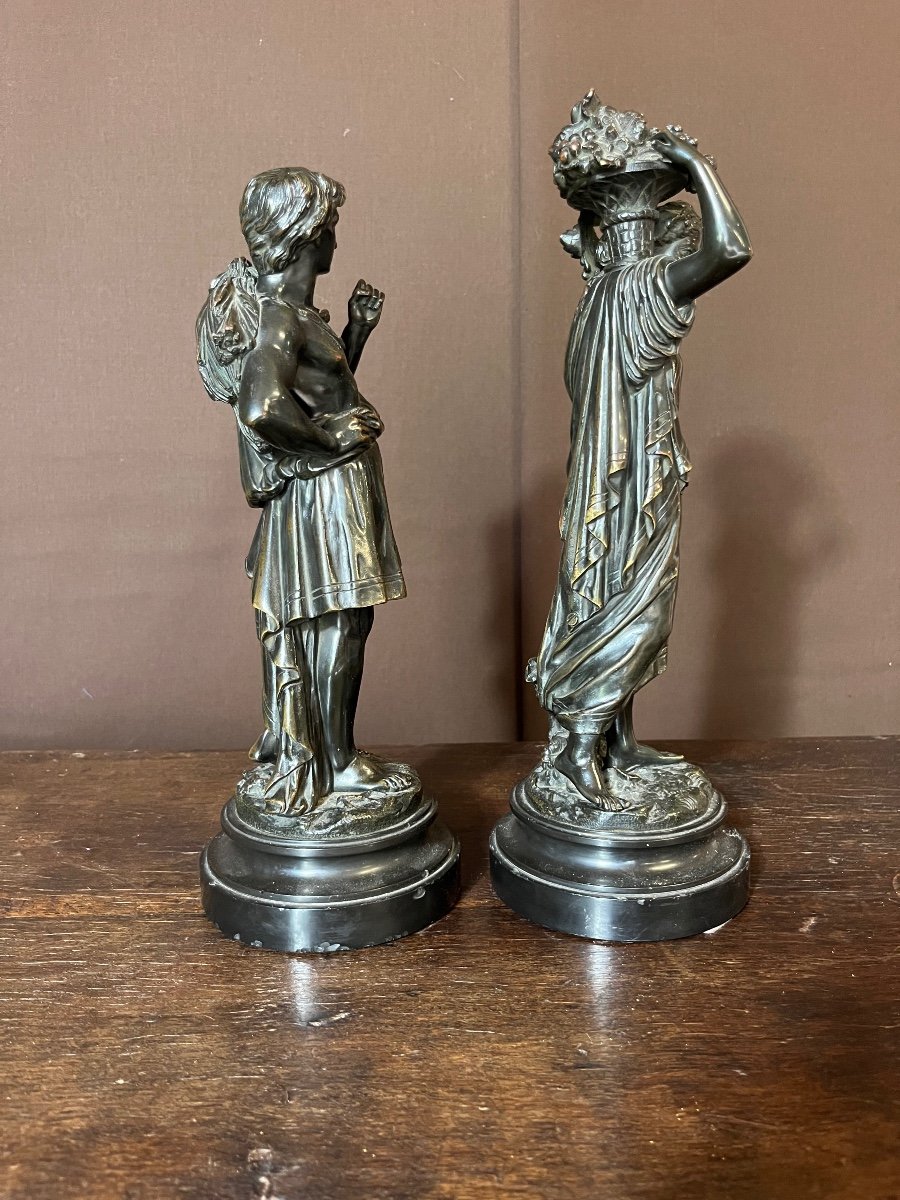 Paire De Sculptures Allégorique En Bronze Par émile Boyer-photo-1