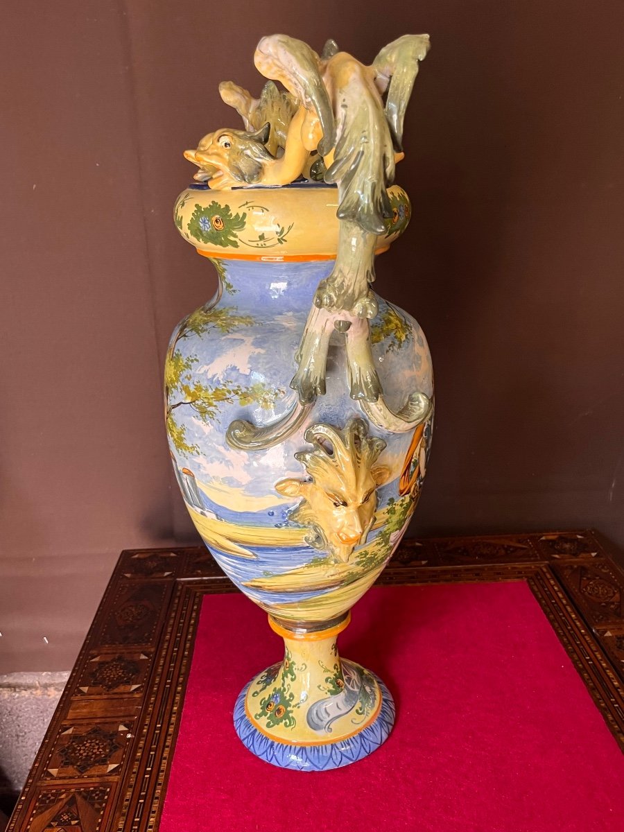 Large Majolica Painted Vase -photo-1