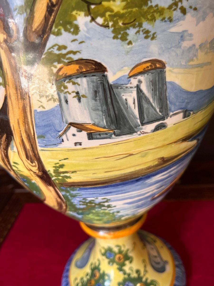 Large Majolica Painted Vase -photo-3