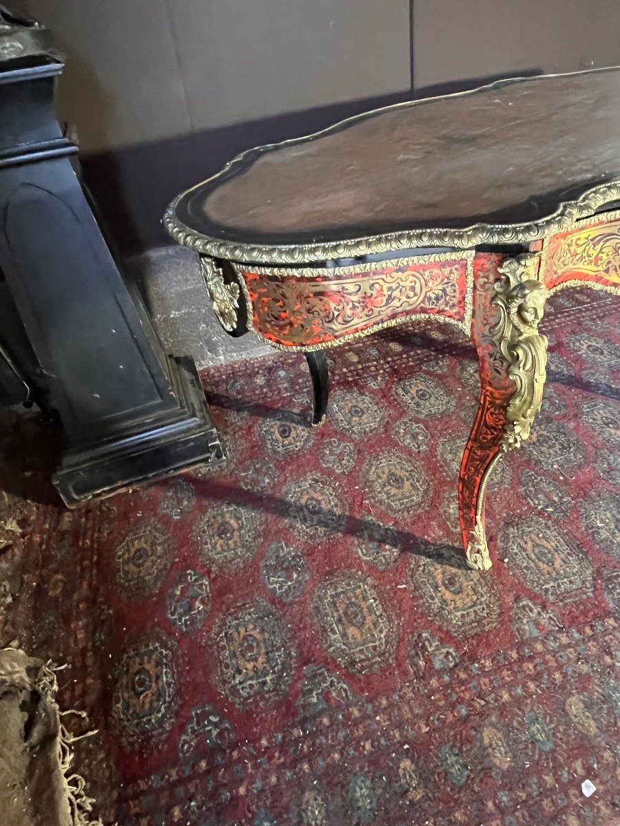 Importante Table Boulle Dessus De Marbre -photo-4