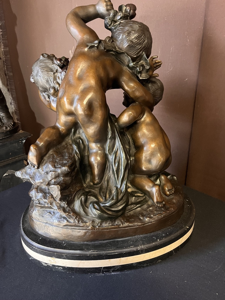 Peyre Charles Raphaël Important Groupe De Chérubins En Bronze. (60/47 Cm)-photo-3