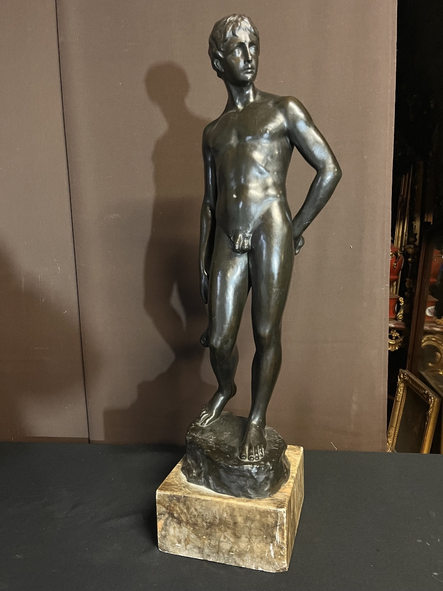 Victor Heinrich Seifert (1870-1953) Jeune Homme Dénudé En Bronze 