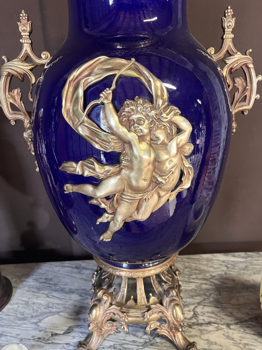 Monumental Sèvres Blue Oven Vase Height: 65cm-photo-2
