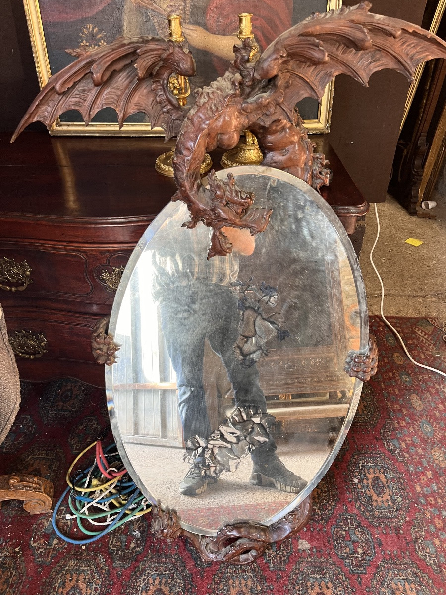 Important Miroir à Décor De Dragon -photo-1