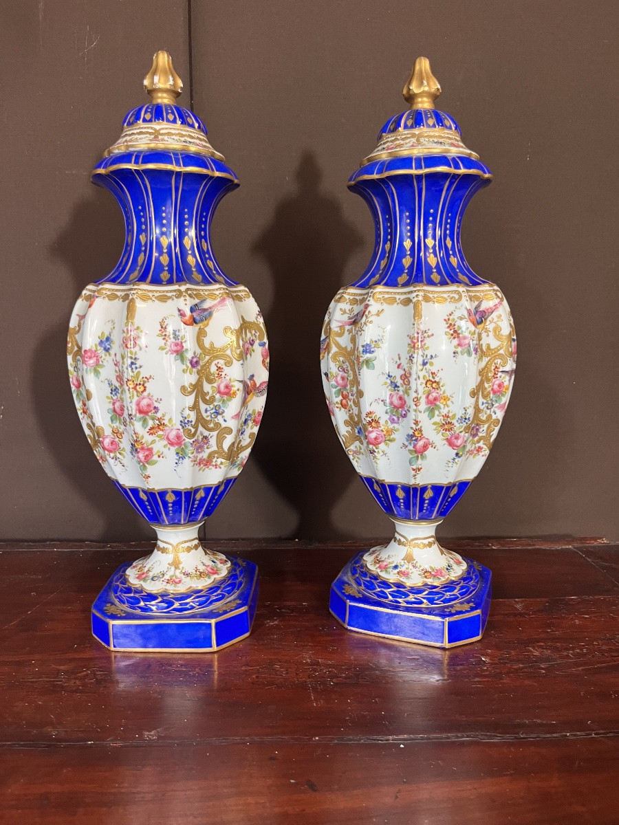 Paire De Vases Couverts En Porcelaine De Sèvres -photo-1