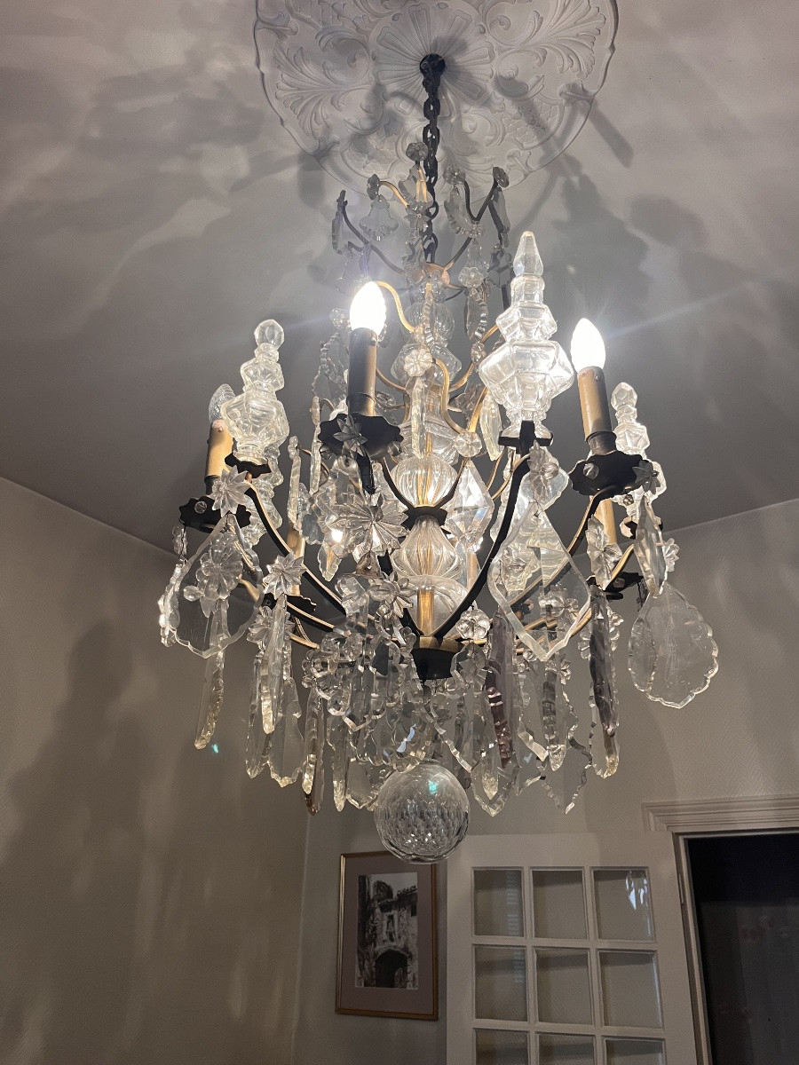 Lustre Cage à Pampilles (85/60cm)-photo-2