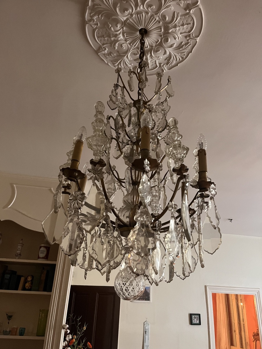 Lustre Cage à Pampilles (85/60cm)-photo-4