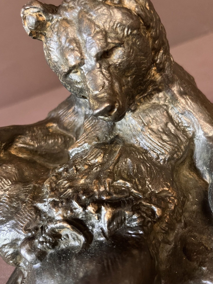 Bronze Ours Assis De Barye-photo-2