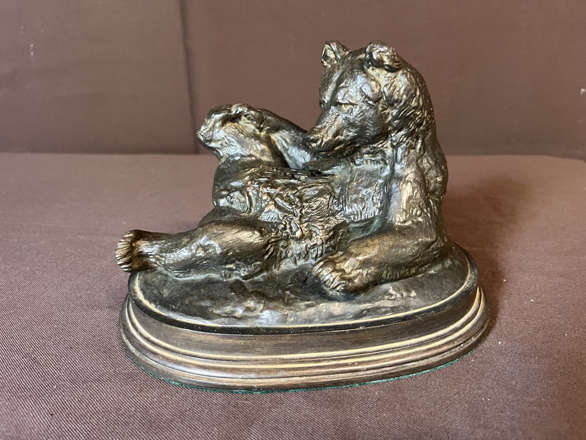 Bronze Ours Assis De Barye