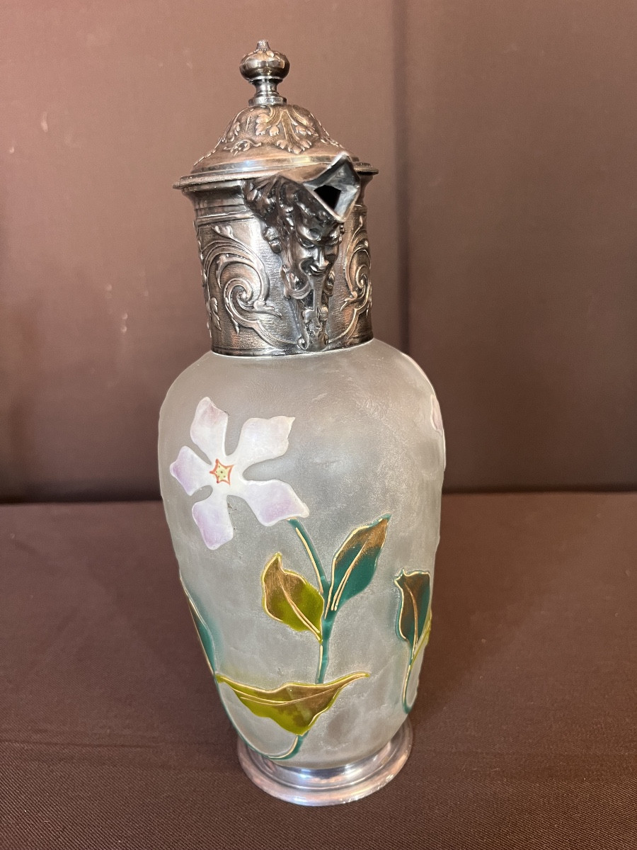 Gallia Aiguière En Métal Argenté Et Pâte De Verre -photo-2