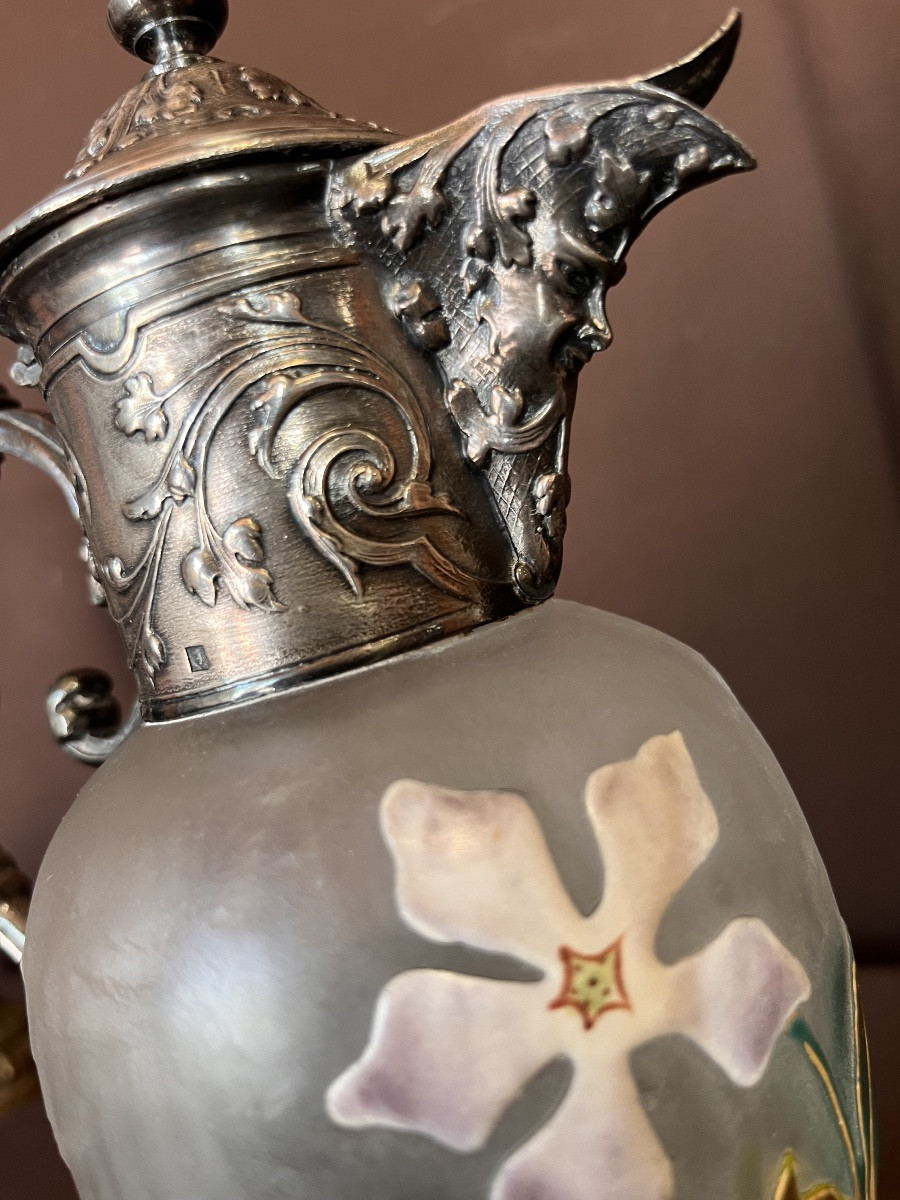 Gallia Aiguière En Métal Argenté Et Pâte De Verre -photo-4