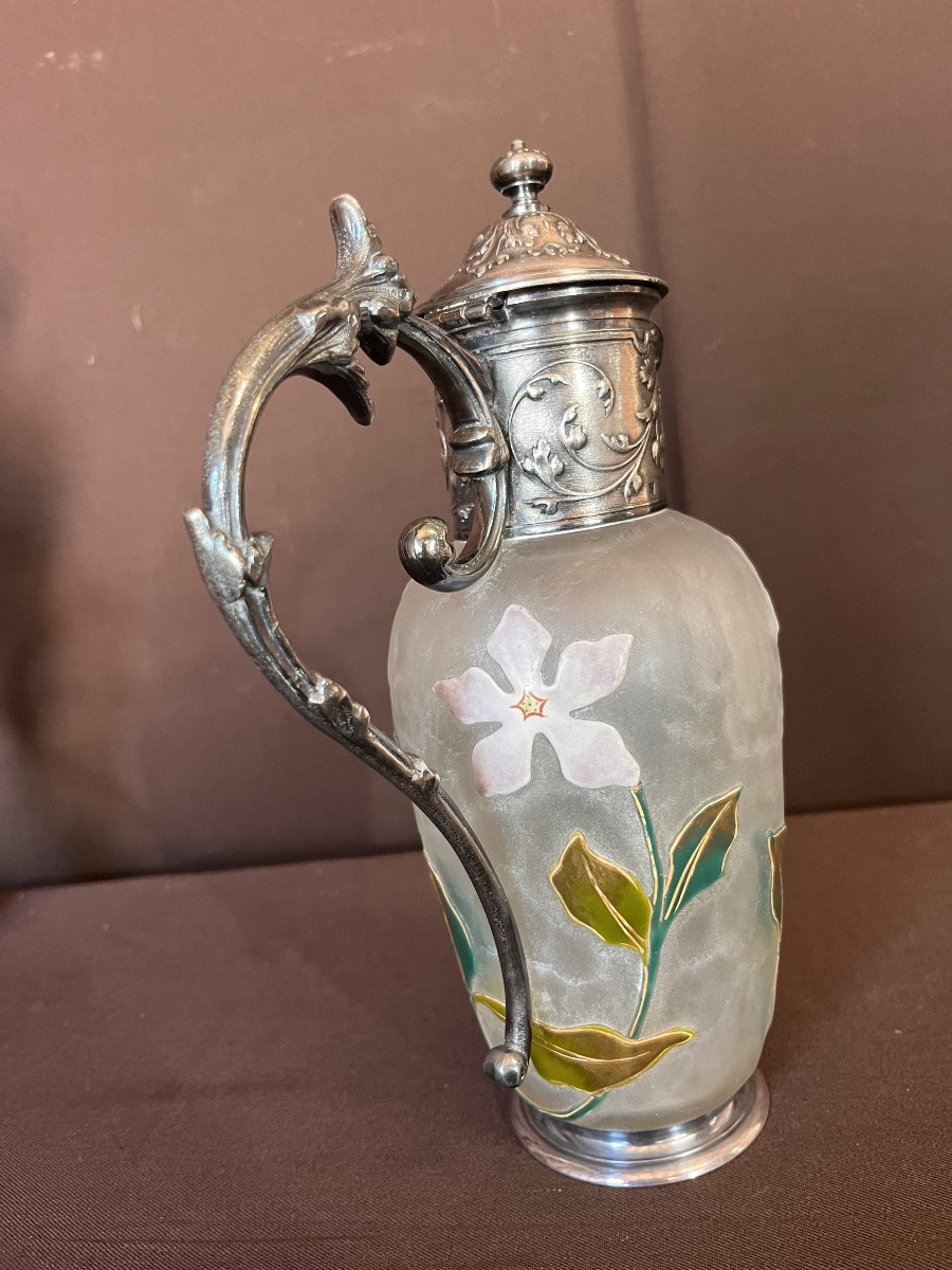 Gallia Aiguière En Métal Argenté Et Pâte De Verre -photo-1