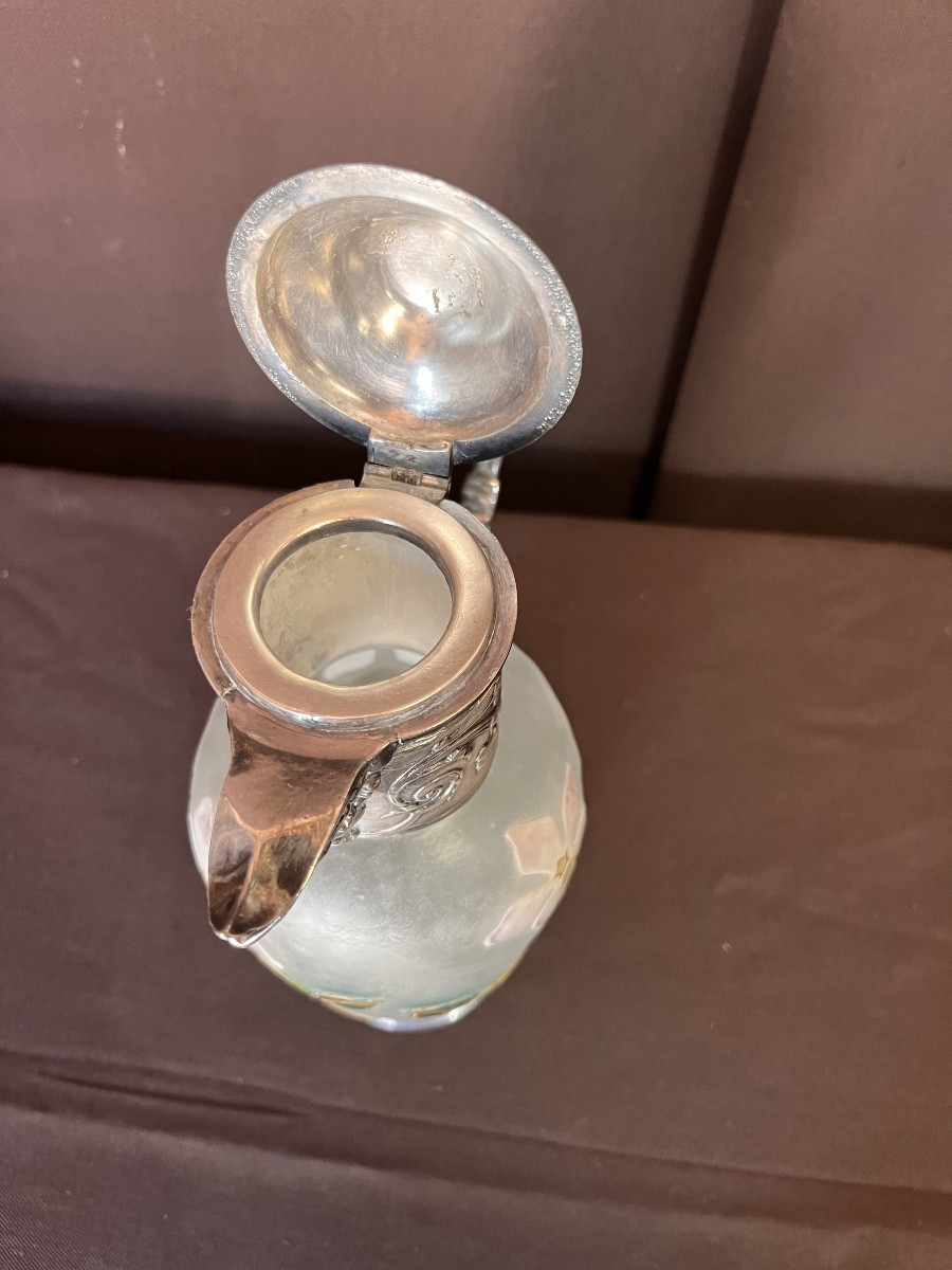 Gallia Aiguière En Métal Argenté Et Pâte De Verre -photo-3