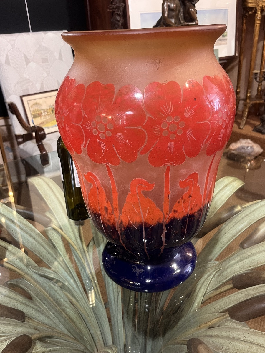 Important Degué Glass Paste Vase-photo-2