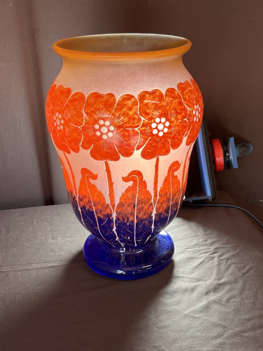 Important Degué Glass Paste Vase