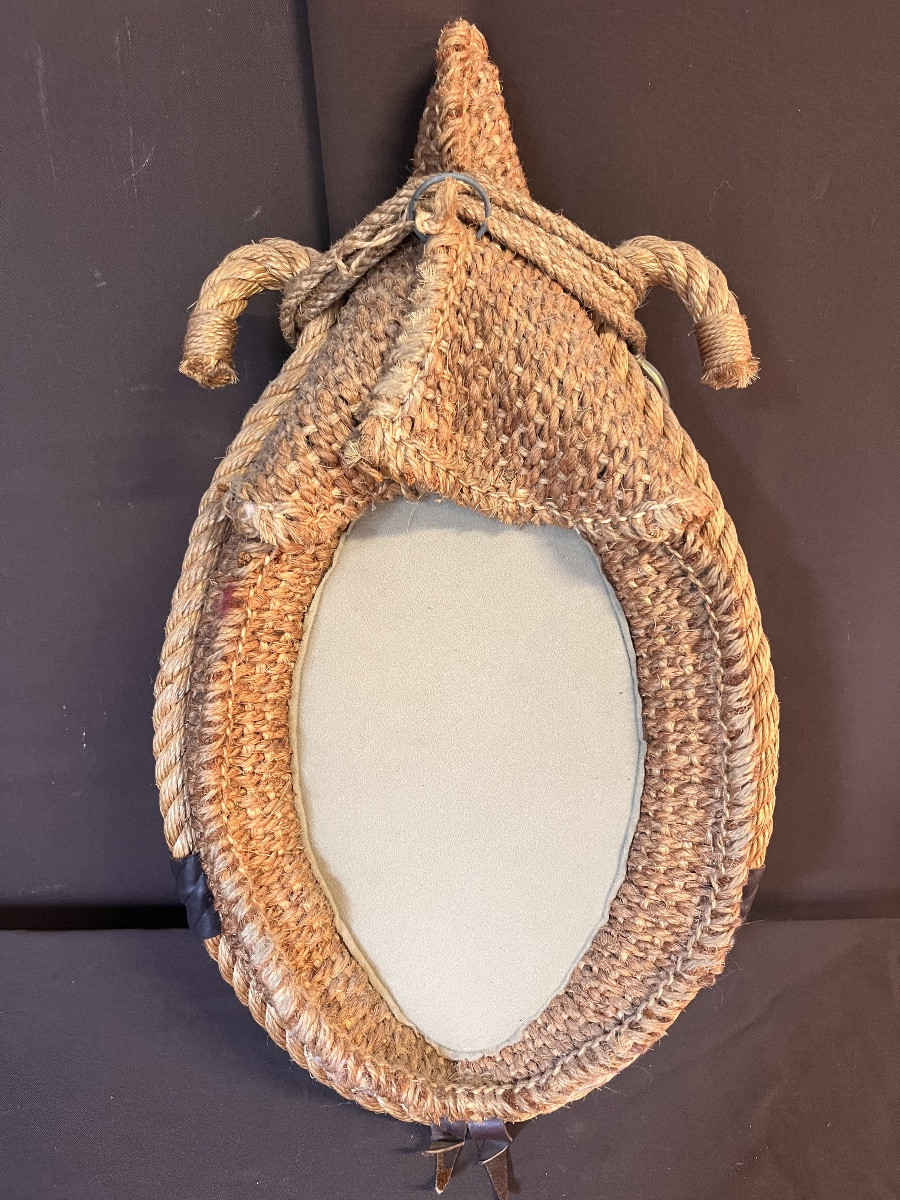 Miroir En Cordage Année 70 Par Audoux Minet-photo-1