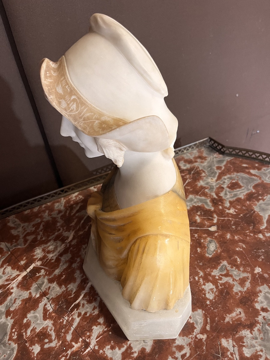 Art Deco Alabaster Bust Of A Young Girl -photo-3