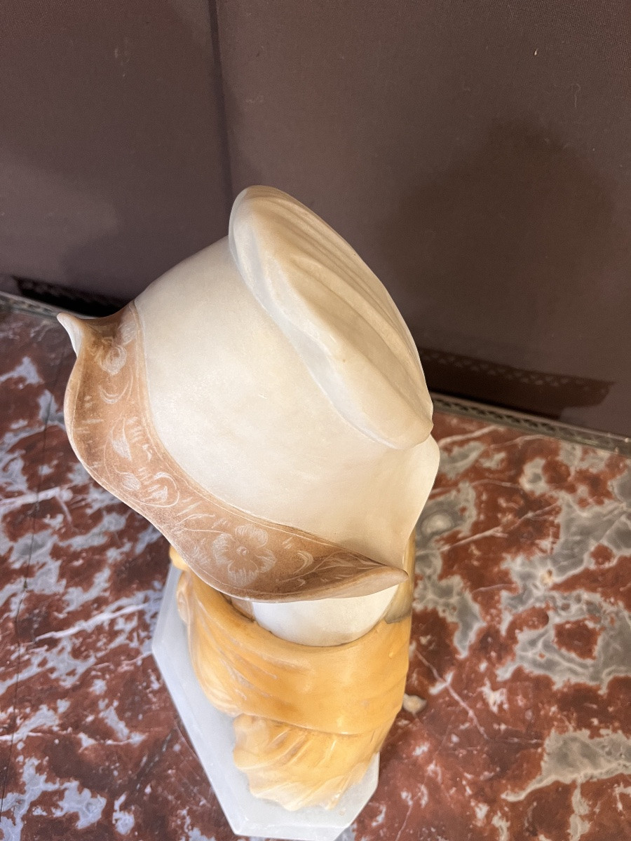 Art Deco Alabaster Bust Of A Young Girl -photo-6
