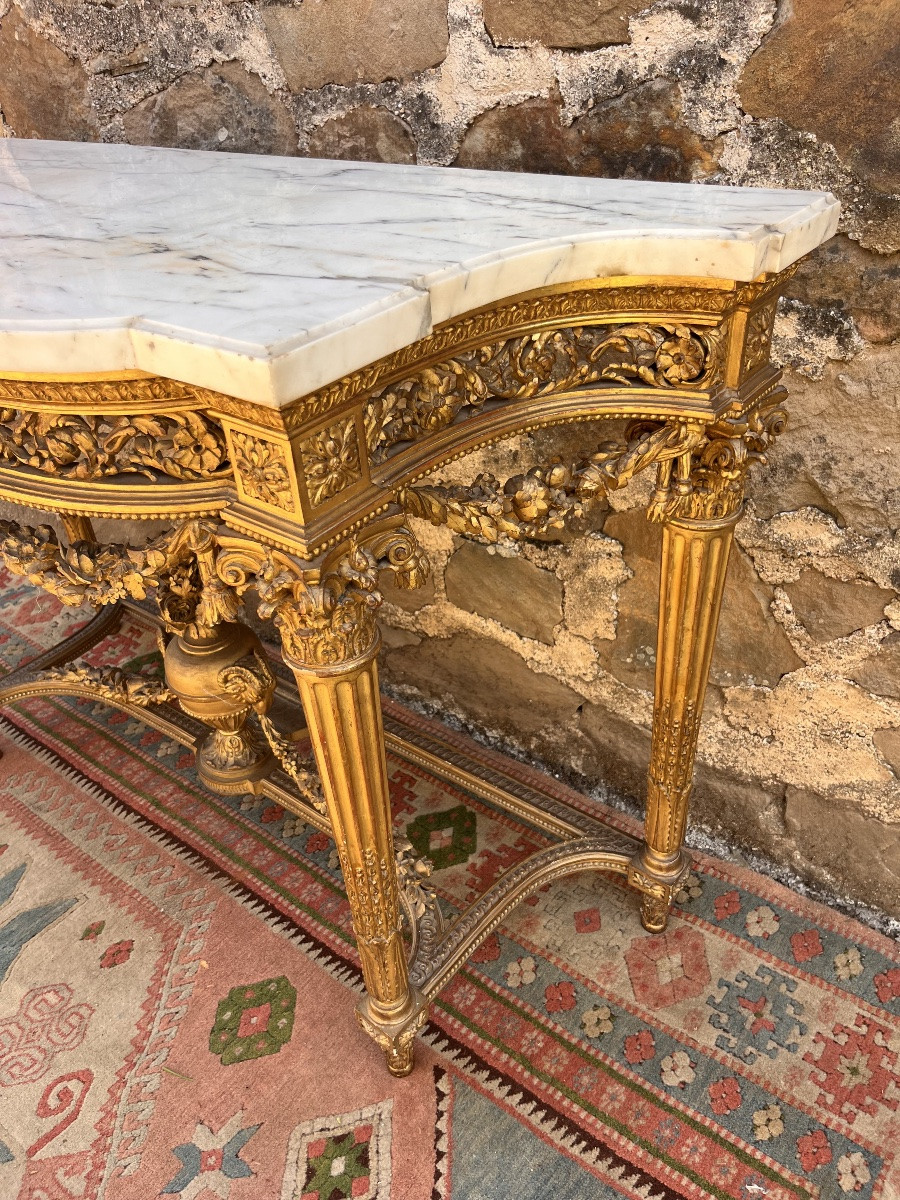 Louis XVI Style Four-legged Console In Gilded Wood -photo-4
