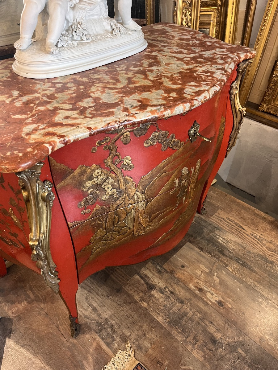 Louis XV Style Chest Of Drawers In Chinese Lacquer -photo-2